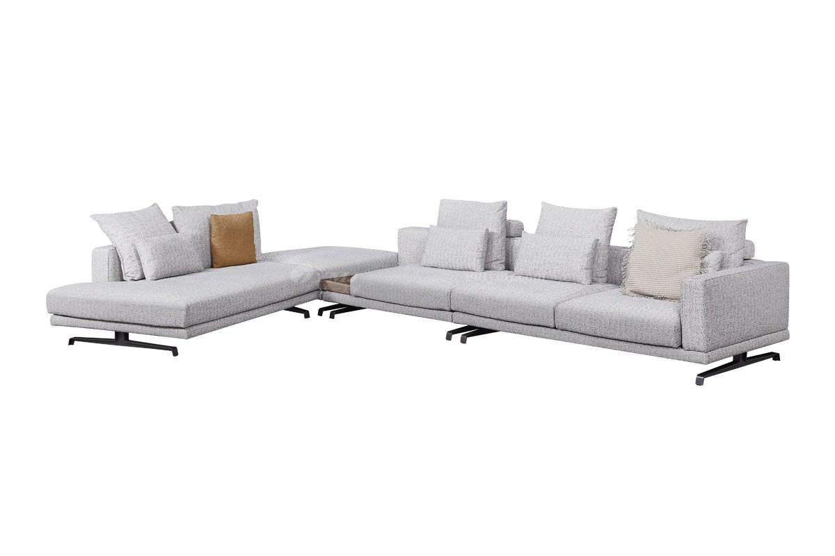 時尚高端現(xiàn)代極簡家具別墅大宅家用舒適皮白色布藝組合沙發(fā)