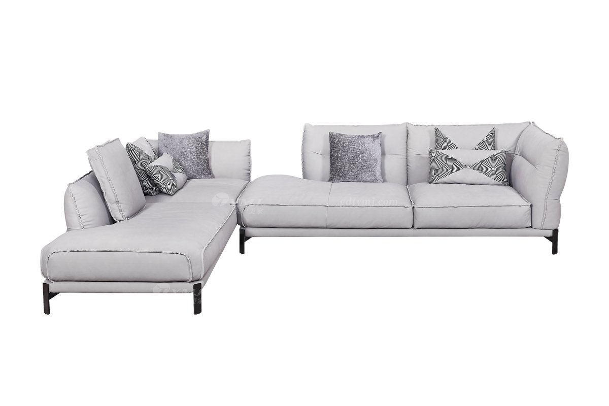 時尚高端現(xiàn)代極簡家具別墅大宅家用舒適全皮灰色組合沙發(fā)