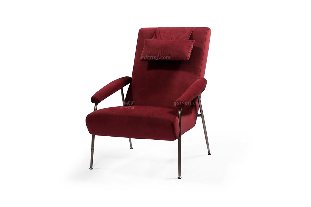 時尚高端現代簡約家具家用別墅舒適絨布藝休閑椅躺椅BRF6536-1紅色款