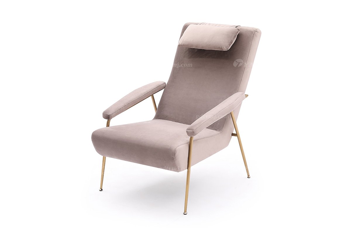 時尚高端現代簡約家具家用別墅舒適絨布藝休閑椅躺椅BRF6536-1卡其色款