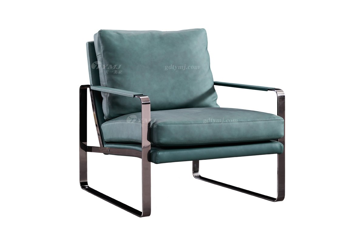 時尚高端現代簡約家具家用別墅舒適皮藝+不銹鋼休閑椅
