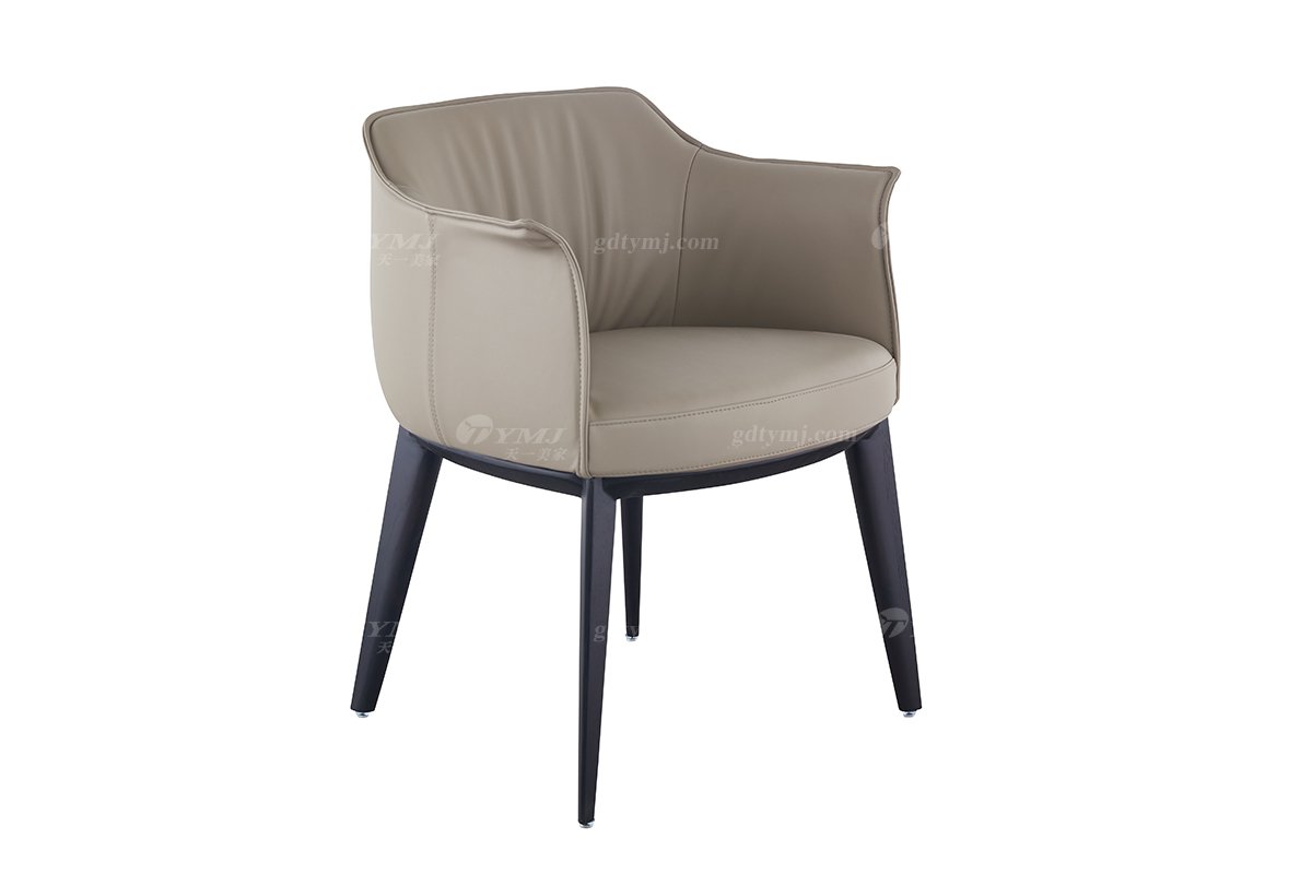 現代簡約家具高端別墅會所家用時尚實木真皮餐椅