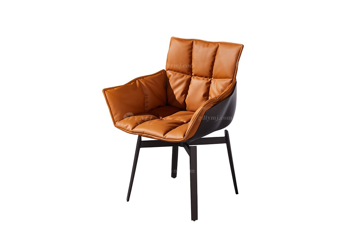 現代簡約家具高端別墅會所家用時尚網紅款真皮餐椅