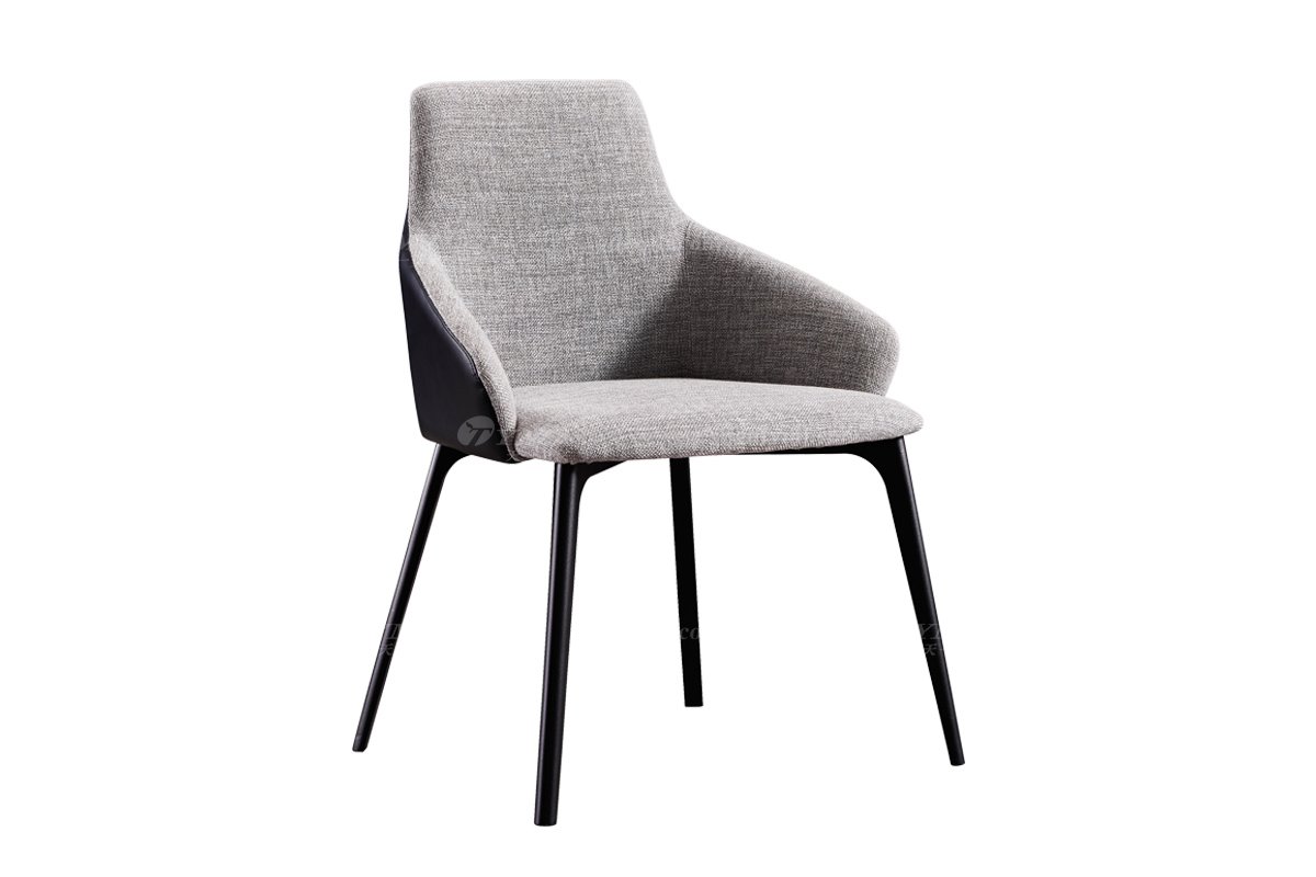  現代簡約家具高端別墅會所家用時尚灰色皮布藝結合餐椅