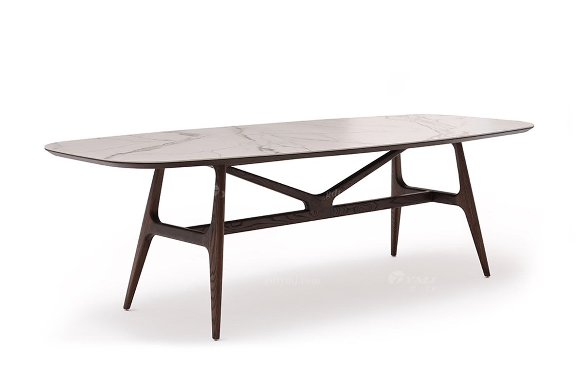  現(xiàn)代簡約家具高端別墅會所家用時尚實(shí)木+巖板臺面長餐臺1903-1