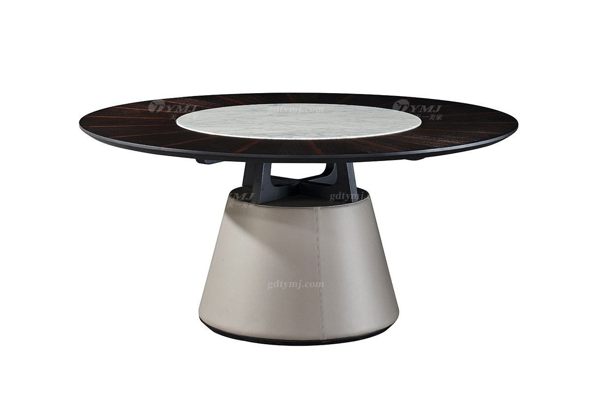  現代簡約家具高端別墅會所家用時尚天然大理石圓餐臺