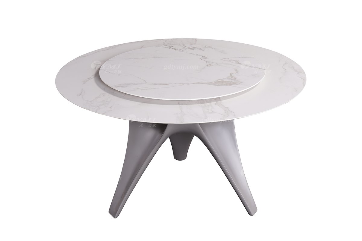 現代簡約家具高端別墅會所家用時尚天然大理石圓餐桌
