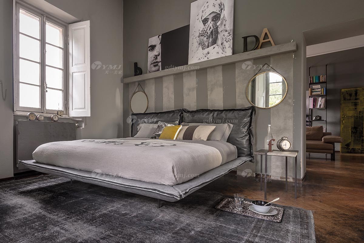  現代簡約家具高端別墅會所家用時尚舒適創(chuàng)意工業(yè)風大床婚床雙人床A2239場景