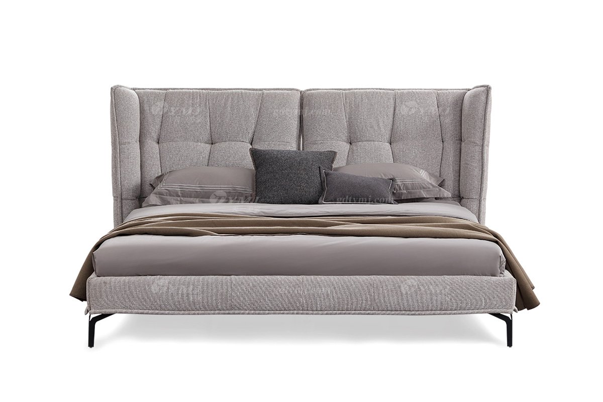  現代簡約家具高端別墅會所家用時尚舒適灰色布藝主人房大床婚床雙人床A2295B-1