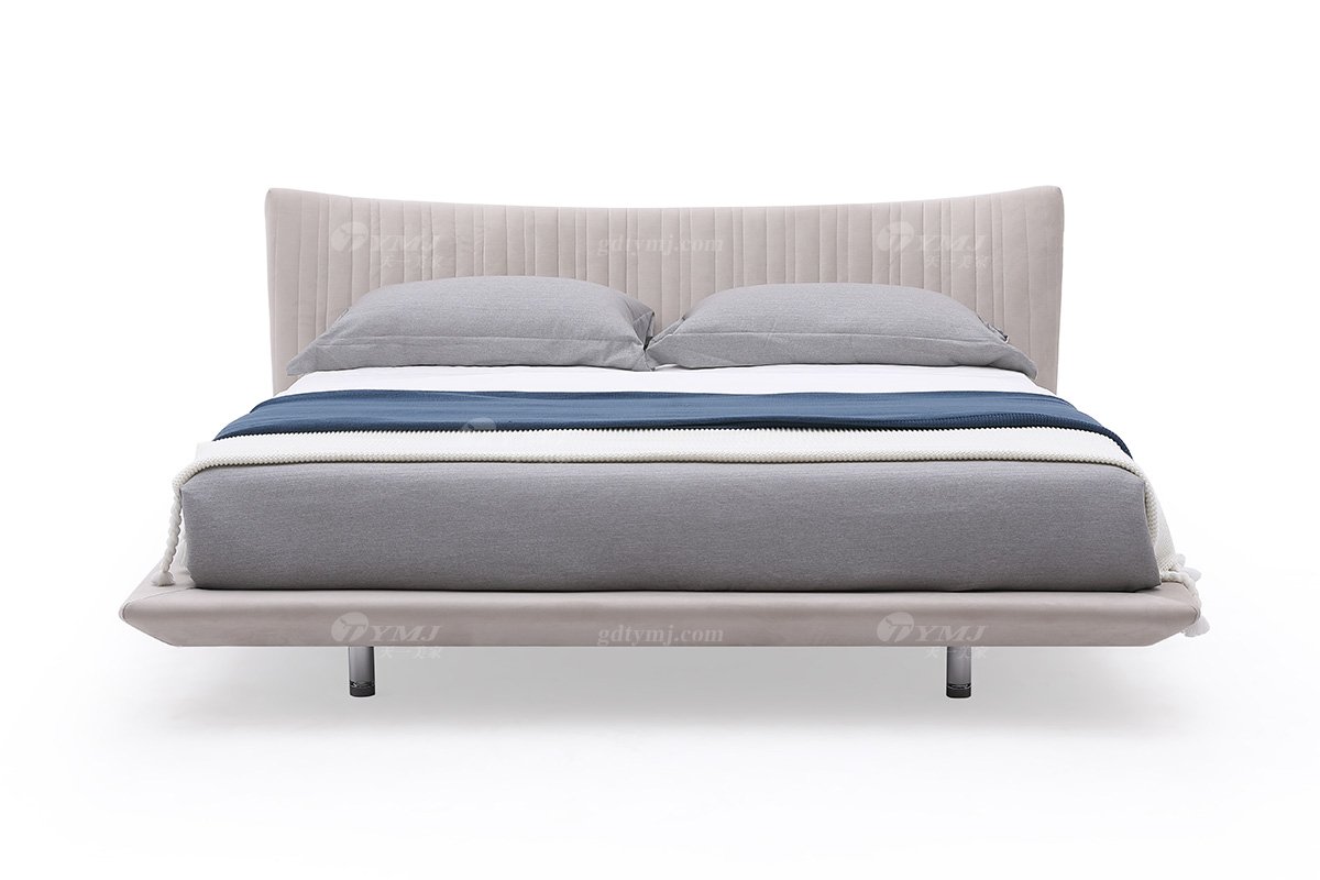  現代簡約家具高端別墅會所家用時尚舒適創意灰色布藝懸浮大床婚床雙人床