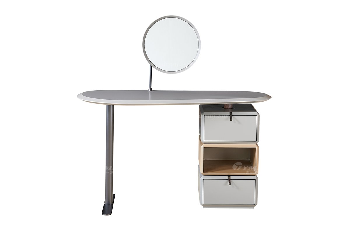  現(xiàn)代簡(jiǎn)約家具高端別墅會(huì)所家用時(shí)尚高級(jí)米灰啞光烤漆妝臺(tái)書(shū)桌