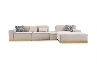 意式輕奢家具高端別墅會所家用時尚高級灰色全真皮組合沙發