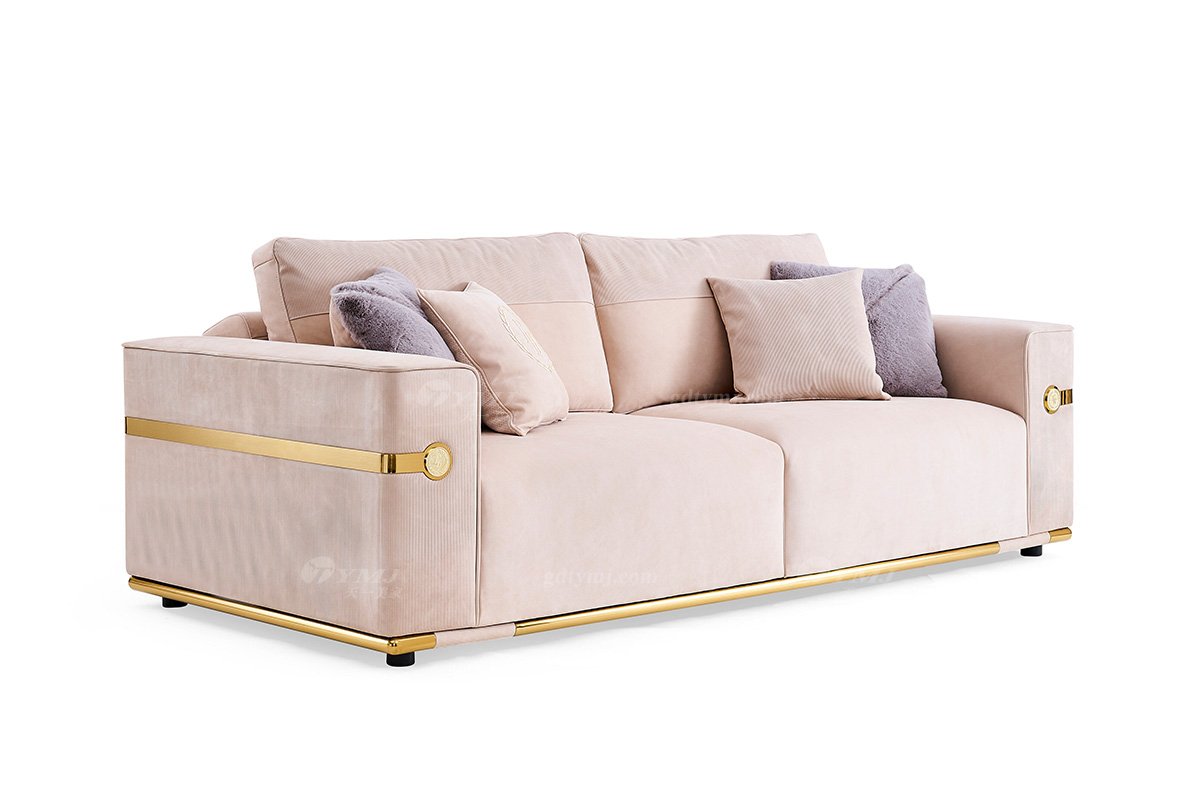 意式輕奢家具高端別墅會所家用時尚舒適大氣卡其色三位沙發FB129SF3-1