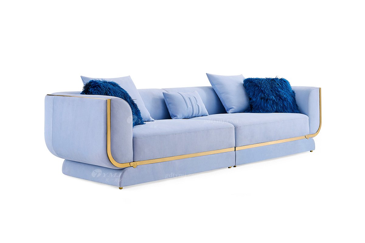 意式輕奢家具高端別墅會所家用時尚舒適大氣鈦金屬五金三位沙發(fā)FB130SF3-1