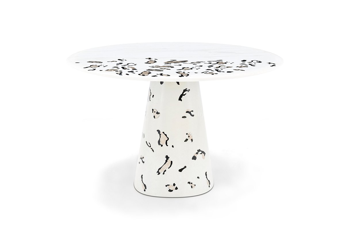 意式輕奢家具高端別墅會所家用時尚高級鈦金屬+雅士白大理石圓幾茶幾組合FB128H4RB