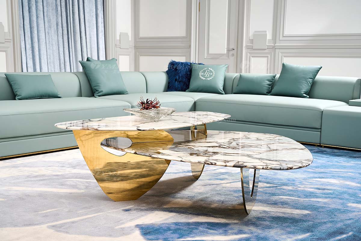 意式輕奢家具高端別墅會(huì)所家用時(shí)尚高級(jí)鈦金屬+大象白大理石大茶幾FB130H4ELY場(chǎng)景