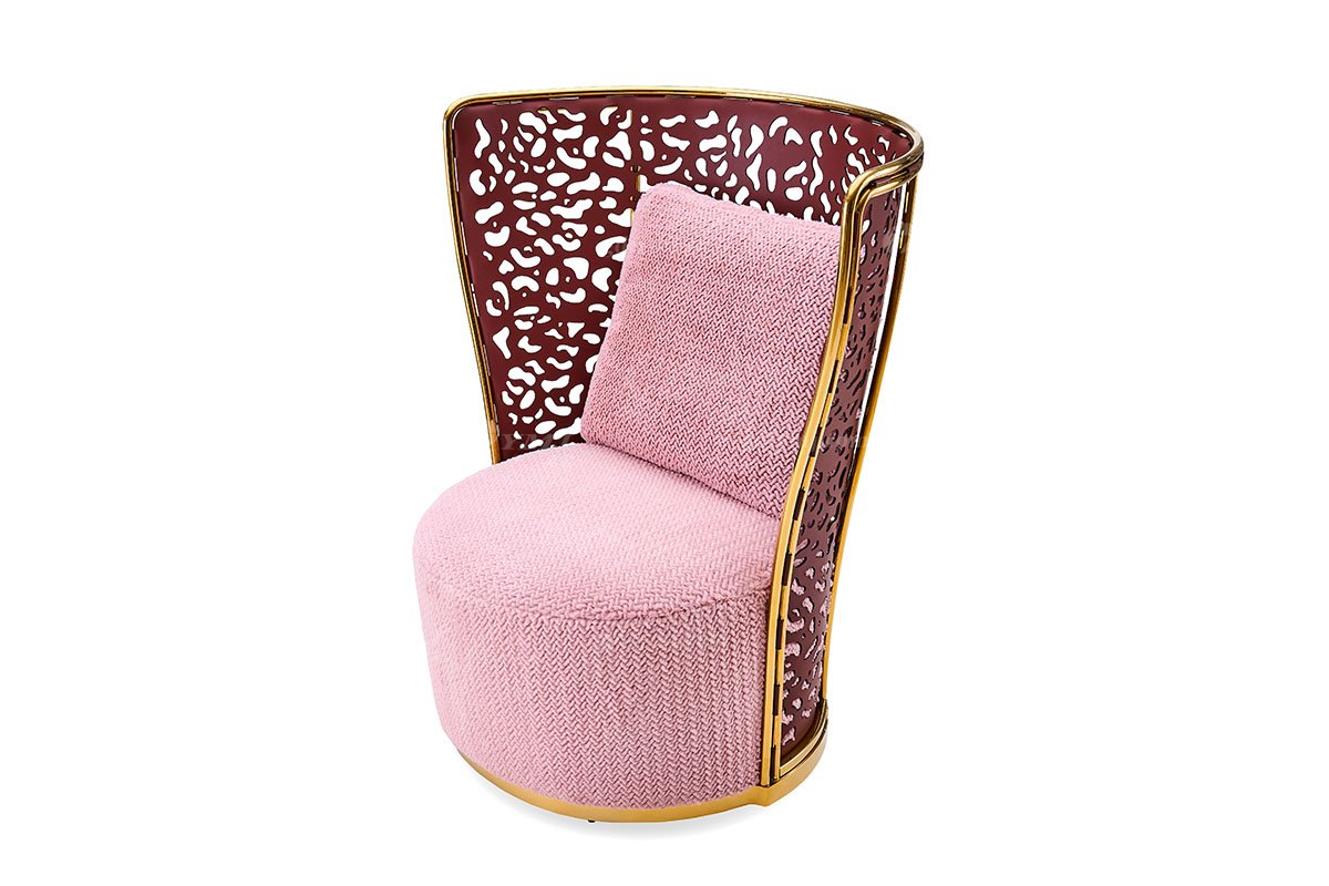 意式輕奢家具高端別墅會所大宅家用高級布藝+金屬休閑椅FB123CH（1）