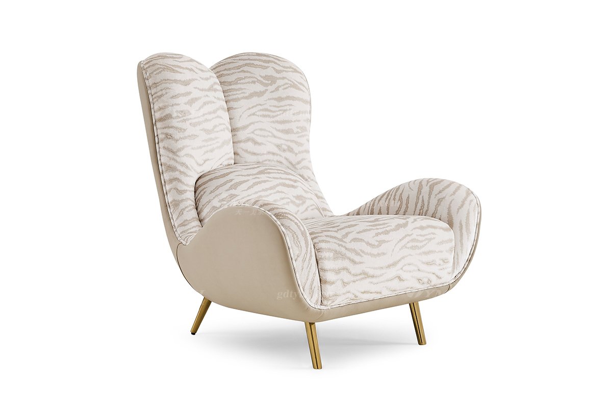 意式輕奢家具高端別墅會(huì)所大宅家用高級(jí)皮布結(jié)合休閑椅FB123SF14A1