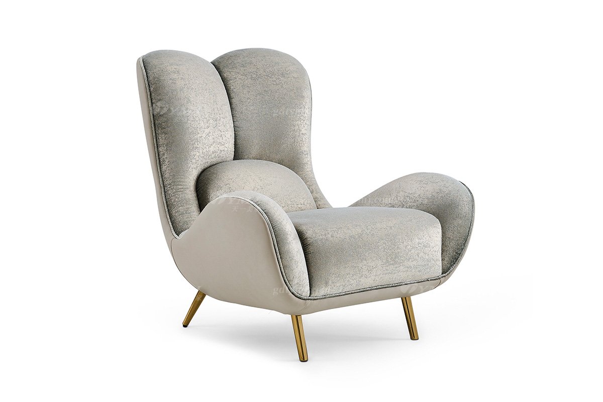 意式輕奢家具高端別墅會(huì)所大宅家用高級(jí)皮布結(jié)合休閑椅FB123SF14B1