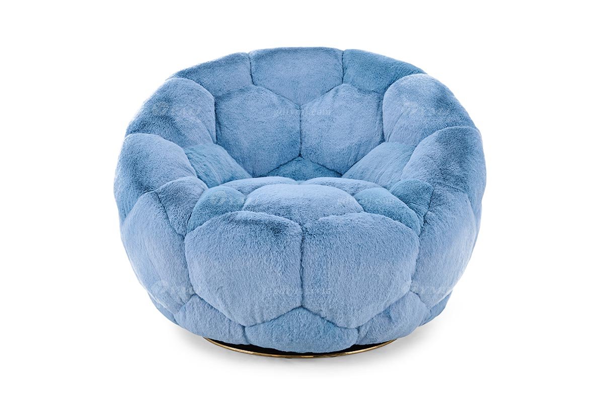 意式輕奢家具高端別墅會所大宅家用時尚淺藍色絨布藝懶人單椅躺椅休閑椅