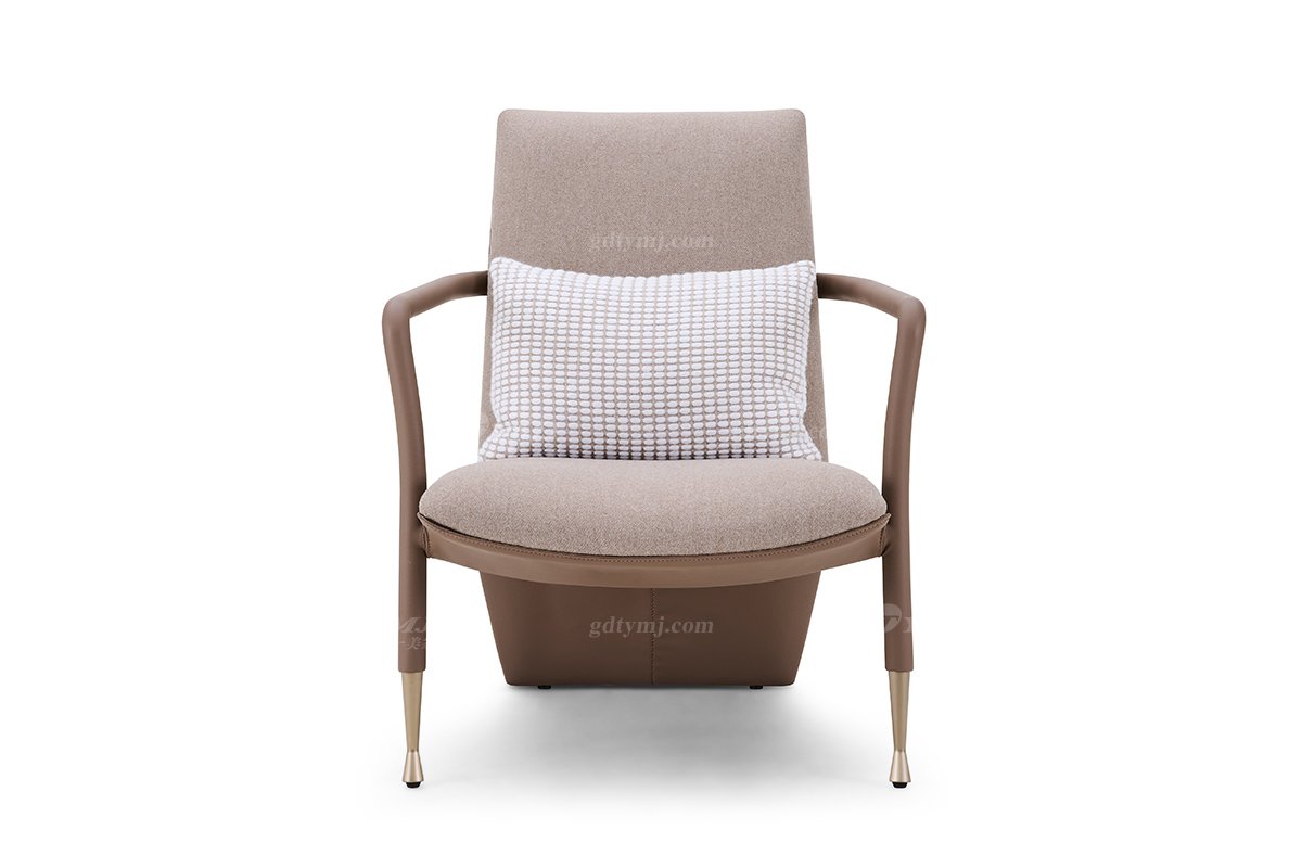 意式輕奢家具高端別墅會所大宅家用時尚棕色單椅休閑椅
