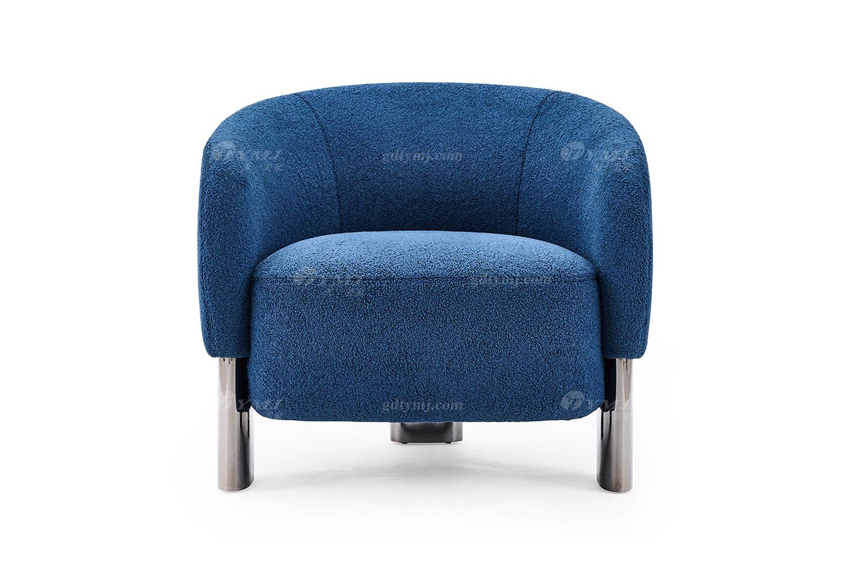 意式輕奢家具高端別墅會所大宅家用時尚舒適藍色絨布藝單位沙發休閑椅