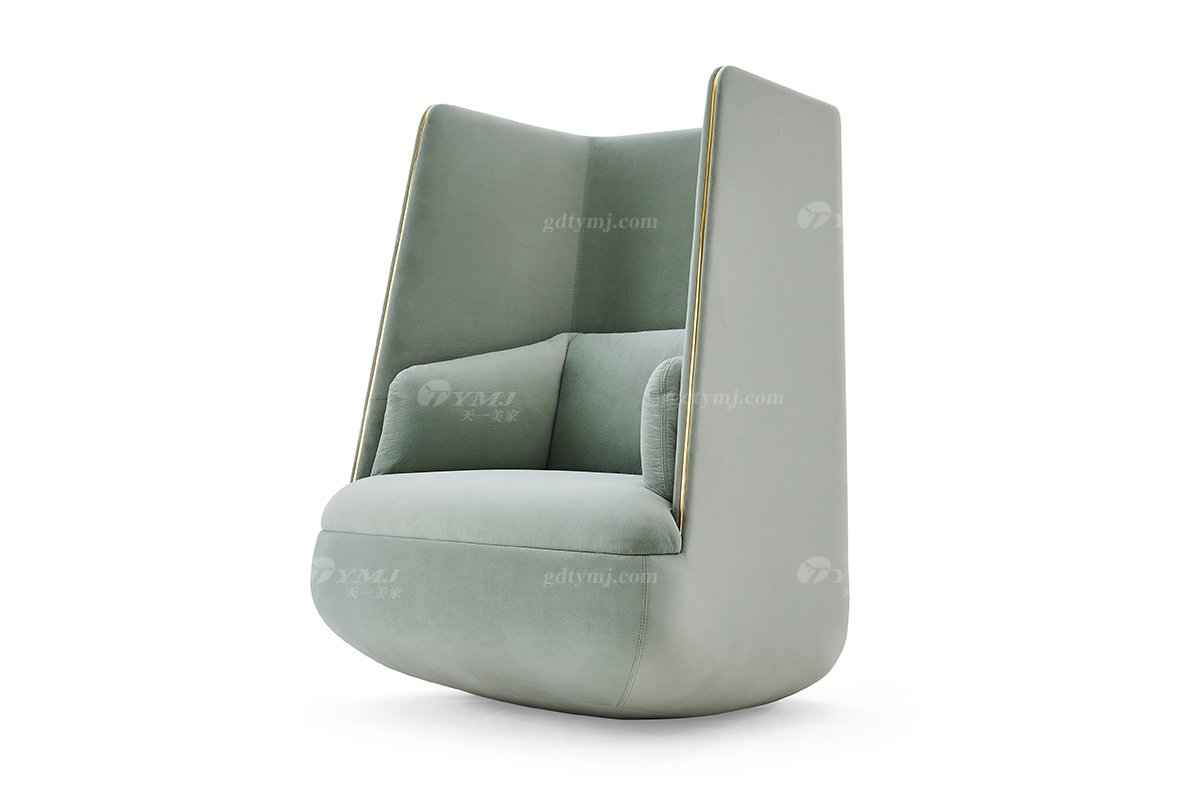 意式輕奢家具高端別墅會(huì)所大宅家用時(shí)尚創(chuàng)意淺綠皮藝不倒翁椅FB308CH（1）