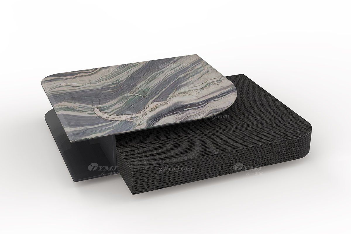  意式雅奢風格家具高端別墅會所家具簡約實木+天然大理石茶幾