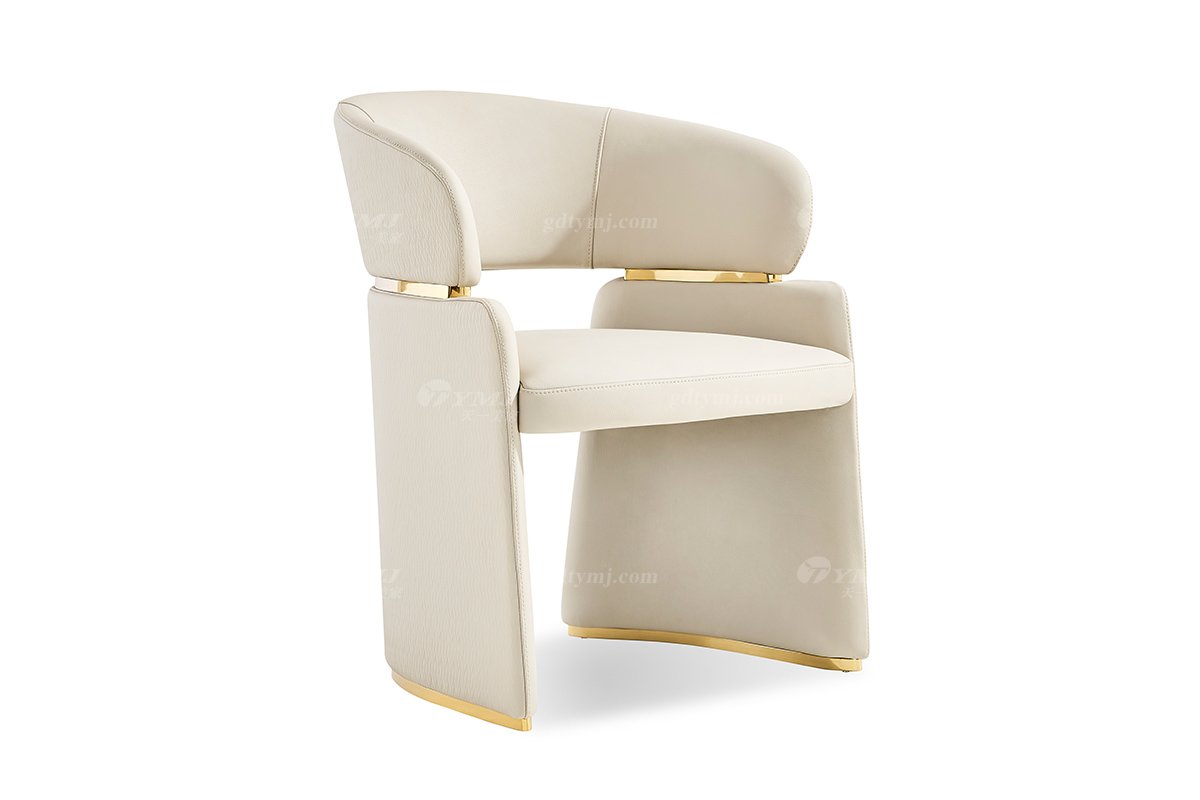 意式輕奢家具高端別墅會所大宅家用時尚奢華拉絲鈦金餐椅餐椅1