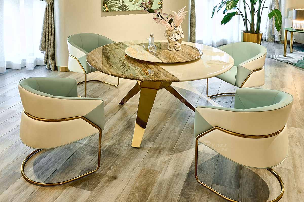 意式輕奢家具高端別墅會(huì)所大宅家用時(shí)尚奢華鈦金餐椅餐椅2