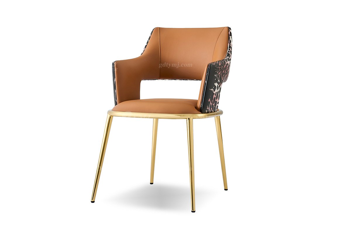 意式輕奢家具高端別墅會所大宅家用時尚奢華鈦金屬餐椅餐椅1