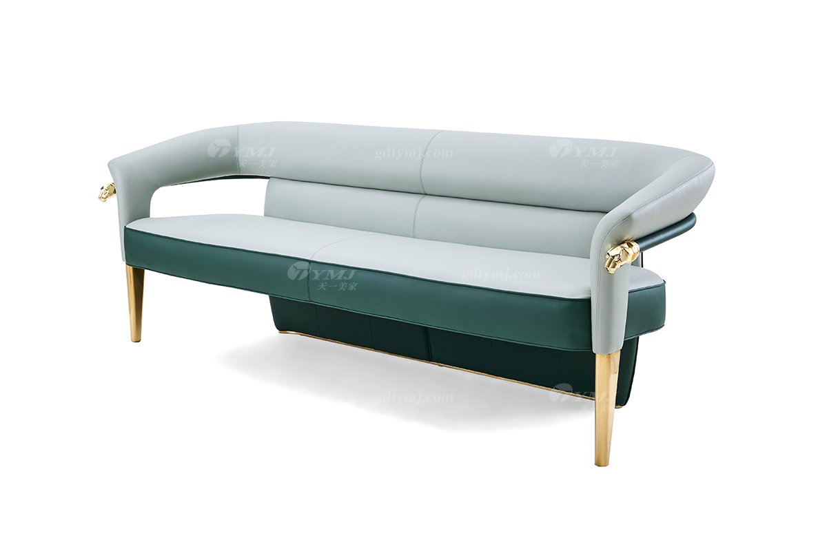 意式輕奢家具高端別墅會所大宅家用時尚奢華綠色真皮長茶椅長茶椅1