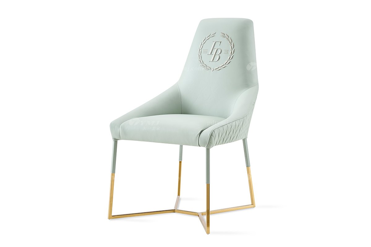 意式輕奢家具高端別墅會所大宅家用時(shí)尚奢華鈦金屬真皮餐椅餐椅1