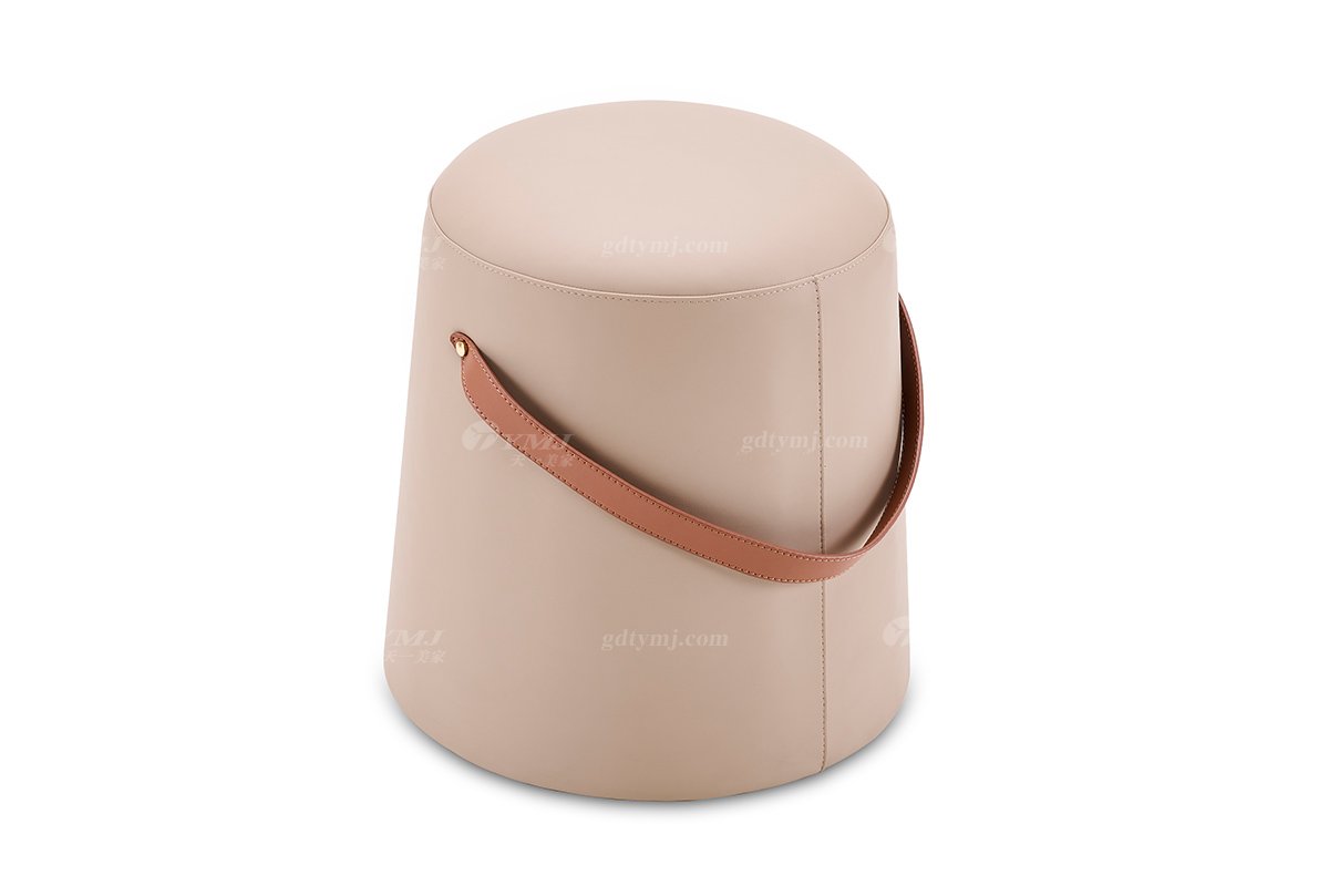 意式輕奢家具高端別墅會所豪宅家用時尚奢華米黃色腳踏118B17腳踏1