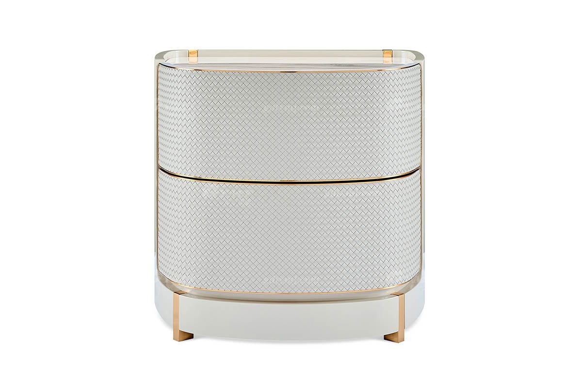 意式輕奢家具高端別墅會所豪宅家用時尚奢華天然大理石淺灰色床頭柜