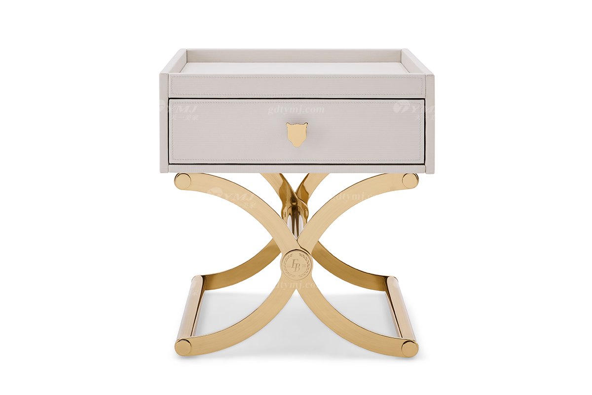 意式輕奢家具高端別墅會所豪宅家用時尚奢華鈦金床頭柜