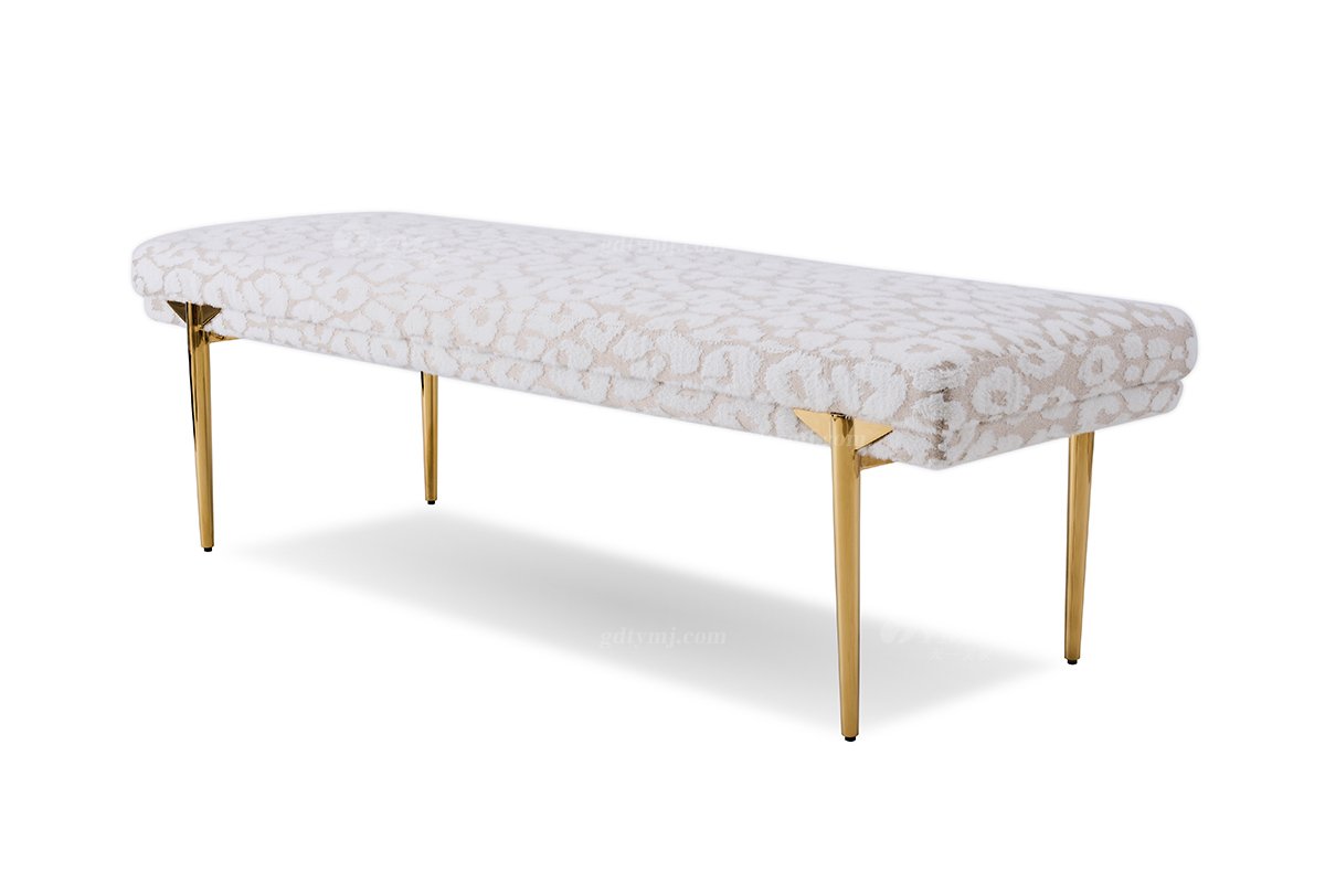 意式輕奢家具高端別墅會所豪宅家用時尚奢華不銹鋼鏡面金屬+絨布藝床尾凳135B18B床尾凳1