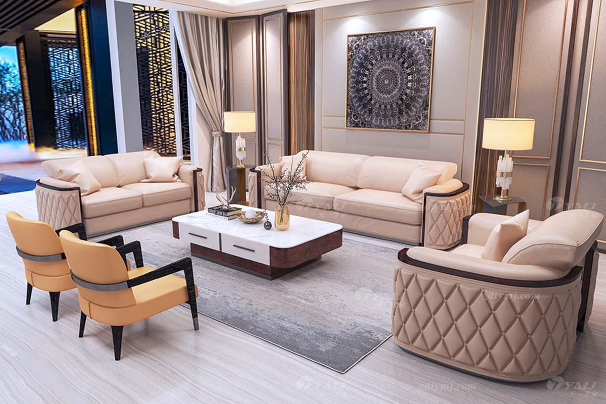 天一美家后現代輕奢客廳沙發這