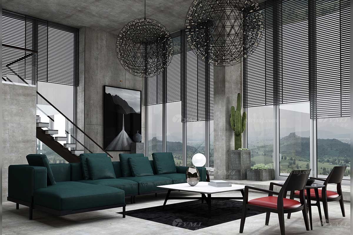 時尚輕奢綠色真皮沙發