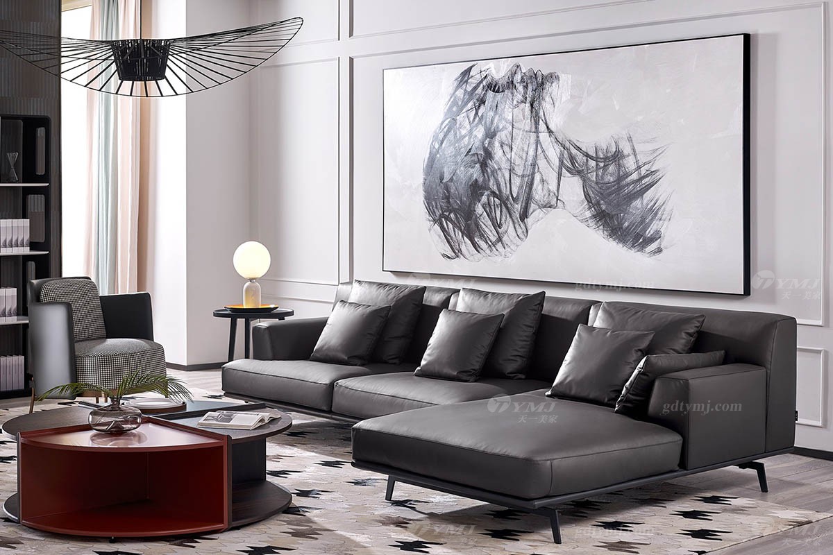 現代極簡真皮組合沙發