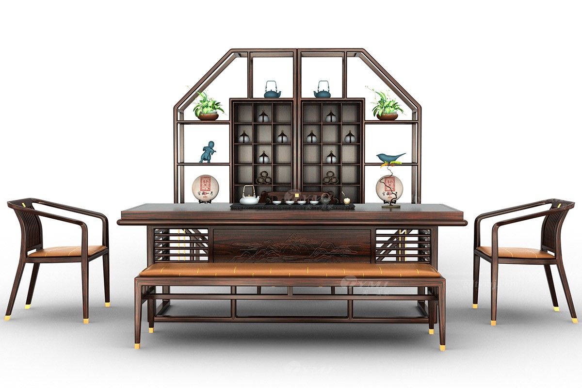 高檔新中式茶臺茶椅組合