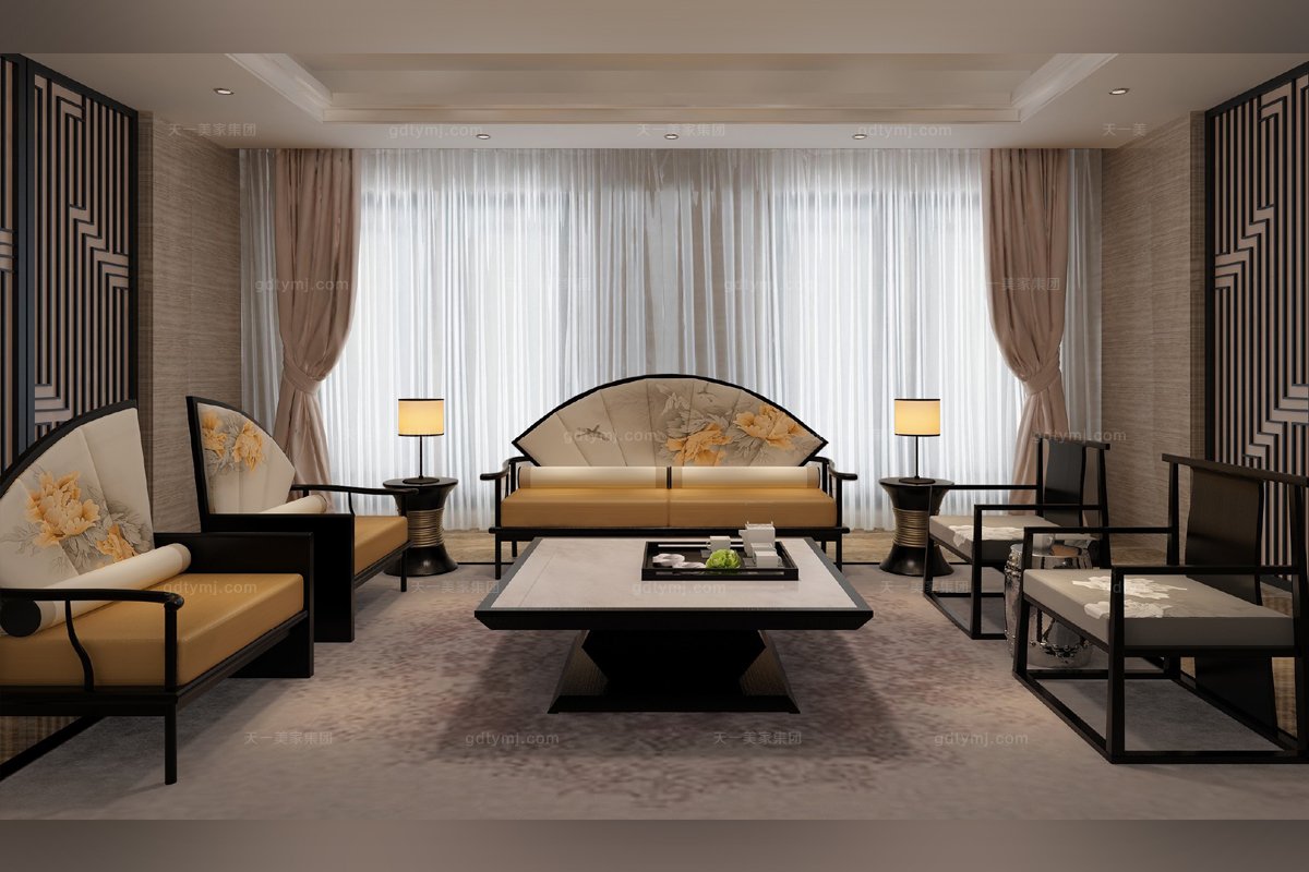 中式實(shí)木客廳家具