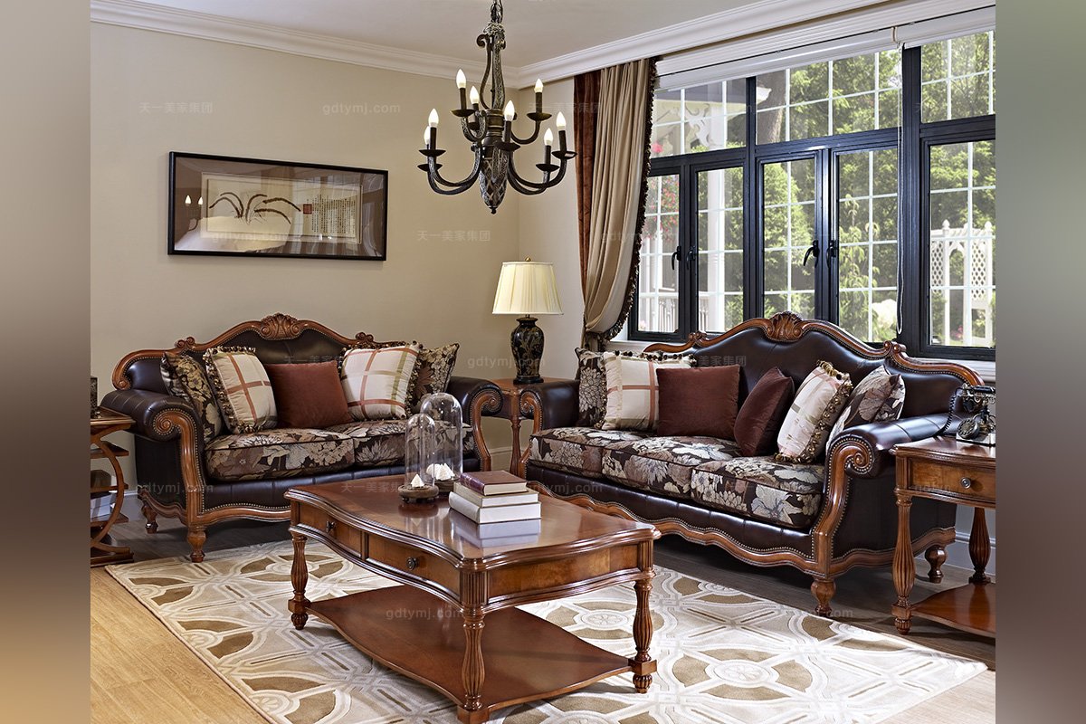 美式客廳三位沙發