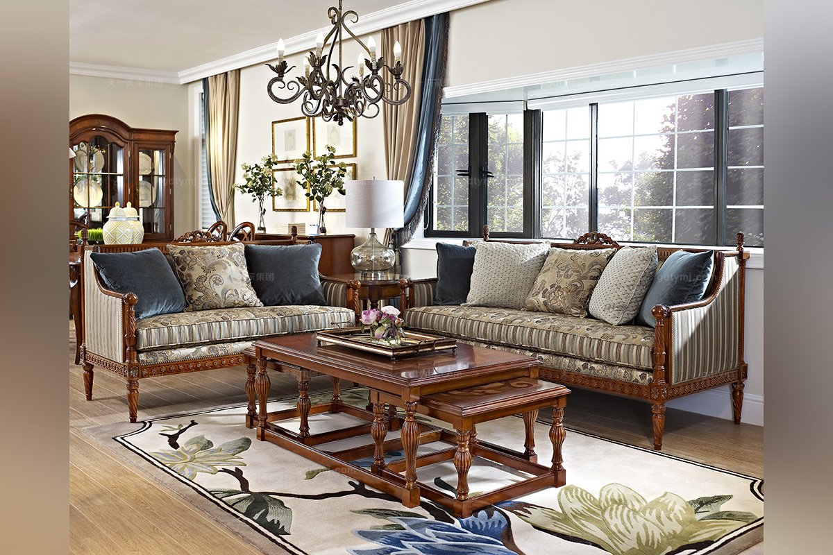 高檔美式實木沙發組合
