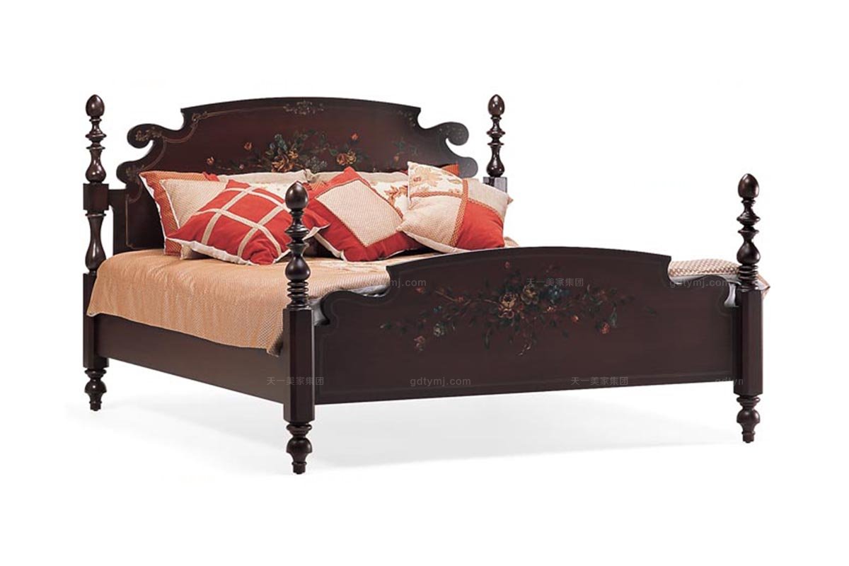 美式實(shí)木家具雙人床