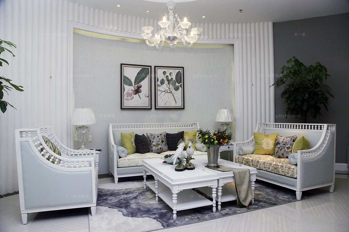 高檔美式實木客廳沙發